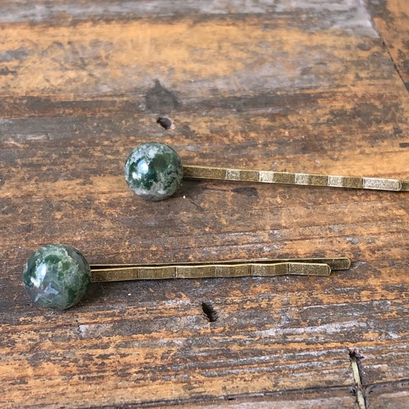 Moss Agate Hair Accessory - Bobby Pin - Picture 6 of 6